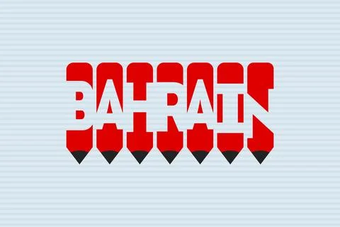 Bahrain text with Pencil symbol creative ideas design Stock Illustration