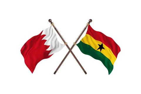 Bahrain Versus Ghana  Two countries Flags background Stock Illustration