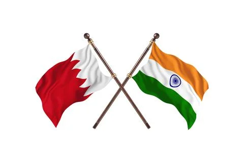 Bahrain Versus India  Two countries Flags background Stock Illustration