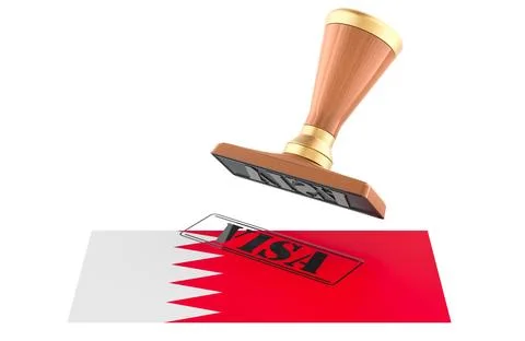 Bahrain visa stamp. 3D rendering Stock Illustration