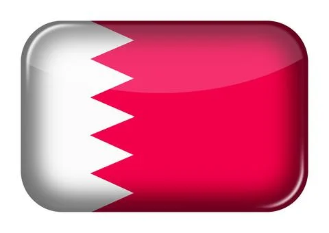 A Bahrain web icon rectangle button 3d illustration Stock Illustration