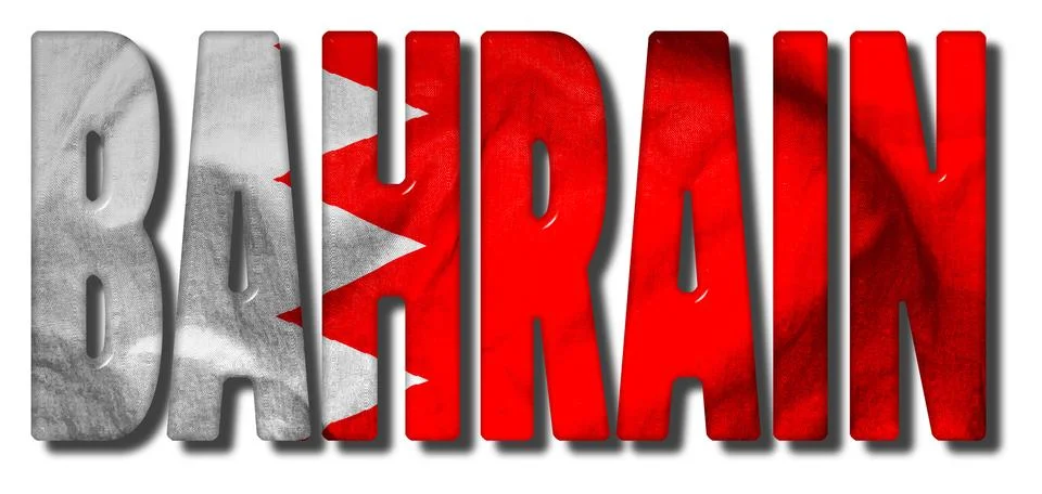 Bahrain Word With Flag Texture イラスト素材