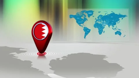 Bahrain World Map Pin Location Background Loop 4k Stock Footage 342384472