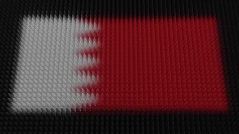 Bahraini Flag Light Shining on Scrolling Bullets Stock Footage 283405497