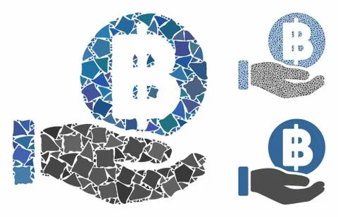 Baht coin payment hand Composition Icon of Abrupt Pieces Illustrazione stock