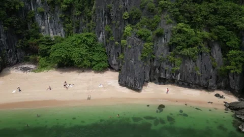 Bai Tu long bay, secluded beach 4k aerial footage. Stock Footage 287433686