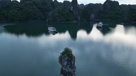 Bai Tu long bay sunset, 4k aerial footage Stock Footage 287433689