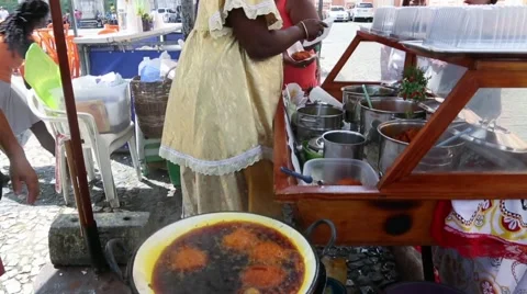 Baiana Doing a Acaraje - Acaraje is a typical food from Bahia Stock Footage 44144754