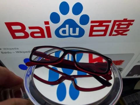 BAIDU chinese artificial intelligence on a computer screen in Marktoberdor... Stock Photos