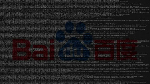 Baidu logo made of source code on computer screen. Editorial loopable animation Stock Footage 92020851