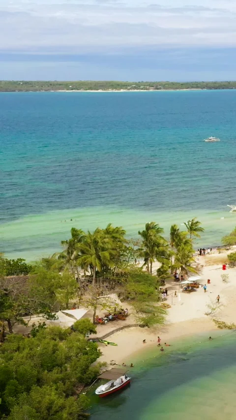 Baigad Lagoon Beach in Bantayan, Cebu. Philippines. Stock Footage 314204335
