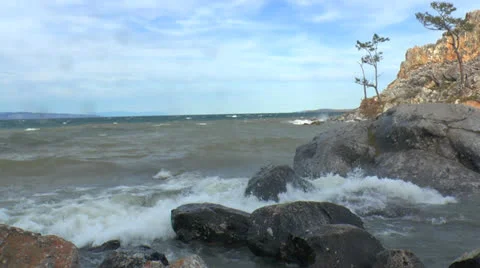 Baikal, Autumn Storm Stock Footage 24281427