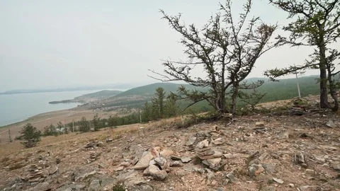 Baikal from the height of the hill. Stock Footage 125901118