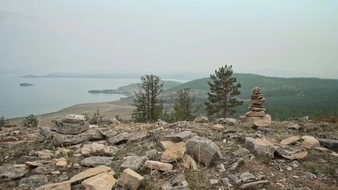 Baikal from the height of the hill. part 2. Stock Footage 125901861