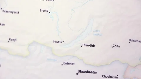 Baikal Lake on a Map Stock Footage 99250509