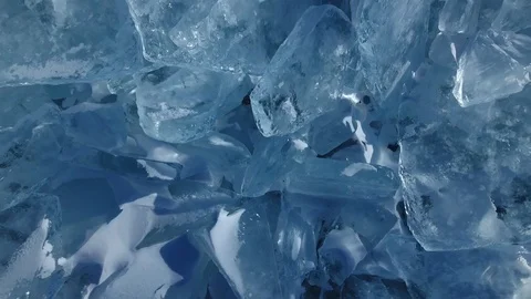 Baikal lake transparent clean sharp ice floes hummocks cracks Russia From above Stock Footage 87720093