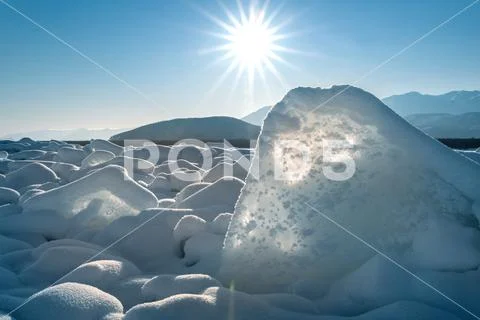 Baikal lake by winter in Siberia Stock Photos