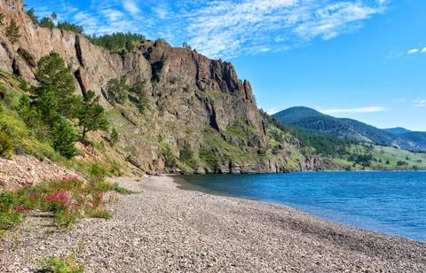 Baikal. Massive rock Stock Photos