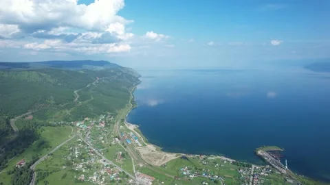 The Baikal Serpentine Road Aerial View Stock Video Pond