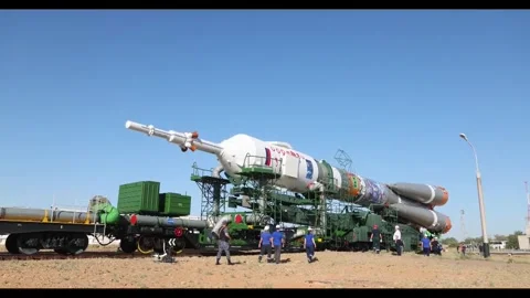 Baikonur Cosmodrome prepares for launch of Soyuz MS-29 mission, BAIKONUR, KZ - 1 Stock Footage 339291464