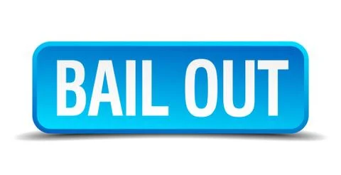 Bail out blue 3d realistic square isolated button Stock Illustration