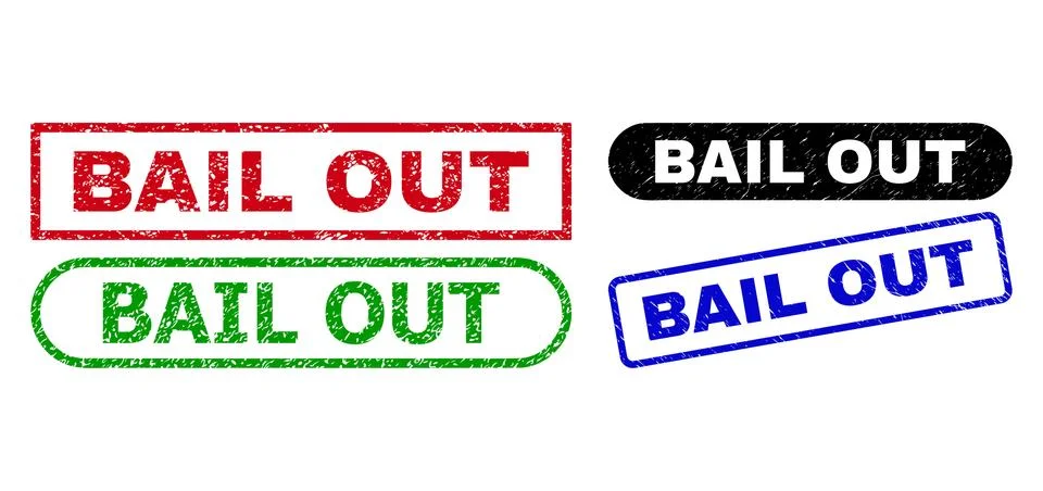 BAIL OUT Rectangle Stamps Using Scratched Surface Stock Illustration