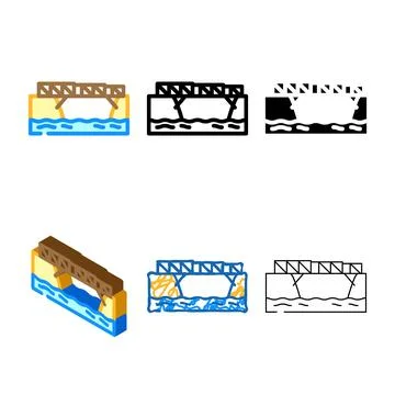 Bailey bridge color icon modern vector Stock Illustration