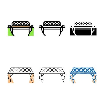 Bailey bridge color icon vector pack Stock Illustration