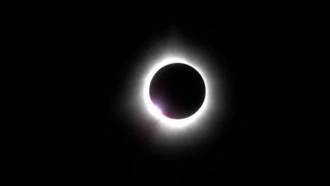 Bailey's beads and long diamond ring effect during the total solar eclipse Stock Footage 272406685