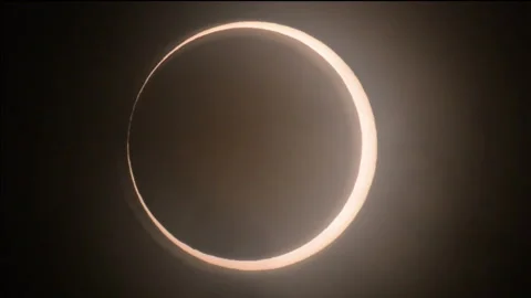 Bailey's Beads of the Annular Solar Eclipse Stock Footage 332478128