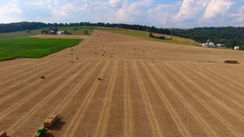Bailing Hay Field Lateral Video stock 93570570