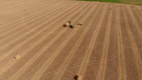 Bailing Hay Fly Over Video stock 93570579