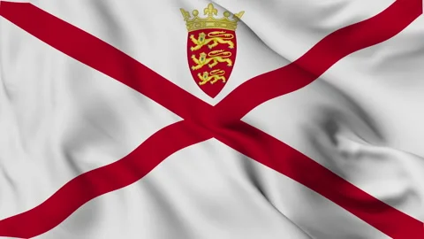 Bailiwick of Jersey flag fluttering in the wind Stock Footage 139654781