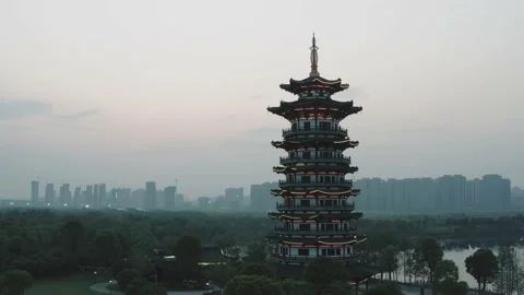 Bailu Tower Magic Hour, Changsha Stock Footage 168660756
