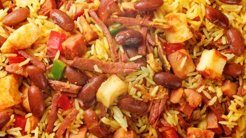 Baio de Dois, a typical dish of Brazilian northeastern cuisine with rice Stock Footage 334354398
