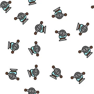 Bait cast reel vector seamless pattern Stock Illustration