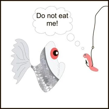 Bait, fish and a worm Stock Illustration