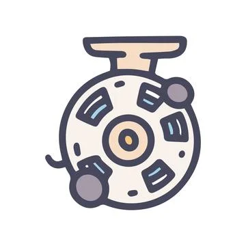 Baitcasting reel color vector doodle simple icon Stock Illustration