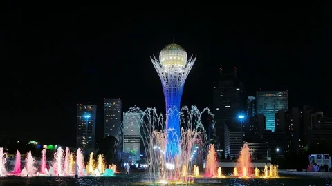 Baiterek - The central point of interest of the new Astana, in the light of Stock Footage