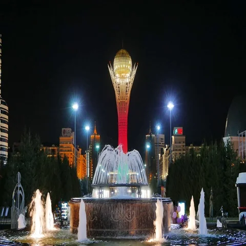 Baiterek - The central point of interest of the new Astana, in the light of Stock Footage