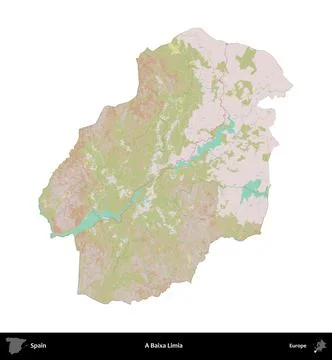 A Baixa Limia, Spain, isolated on white. Topographic Standard Иллюстрация