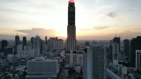 Baiyoke Tower Ii Skyscraper Dominating Bangkok Cityscape, Thailand Stock Footage 334121753