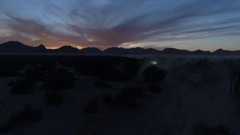 Baja 1000 Sunset over mountains 2 Stock Footage 104884084