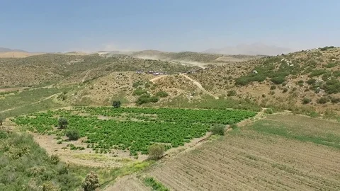 Baja 500 - Flyover of two trophy trucks Stock Footage 88420404