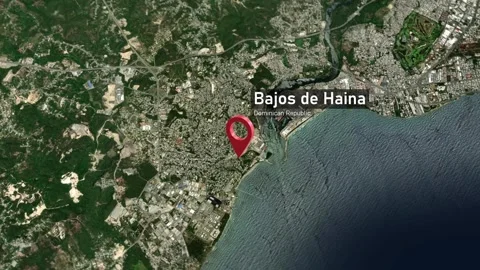 Bajos de Haina City Map Zoom (Dominican Republic) from Space to Earth Видео 275404682