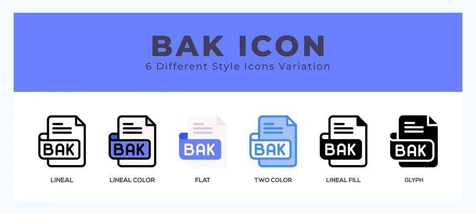 Bak file symbol. vector icon symbol. logo illustration. vector graphics Stock Illustration