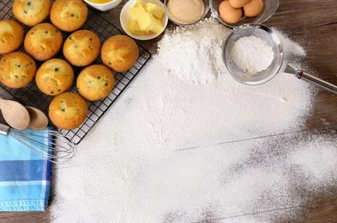 Bake in the background with ingredients Stock Photos