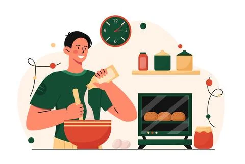 Bake bread vector concept Stock Illustration