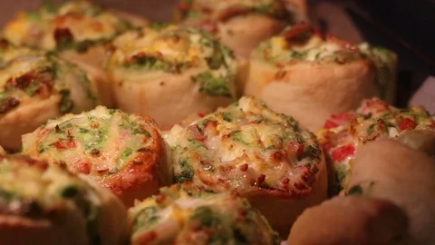 Bake delicious buns in the oven Stock Footage 75942976