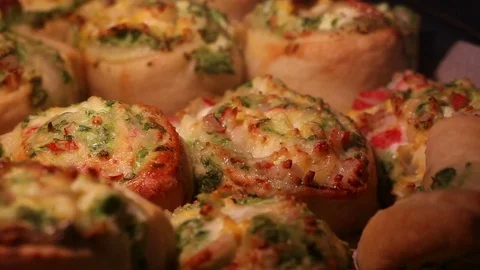 Bake delicious buns in the oven Stock Footage 75942982